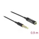 Delock Audio bővítő kábel sztereo jack 3,5 mm 4 tűs apa   anya Ultra Slim, 0,5 m, fekete (66074)