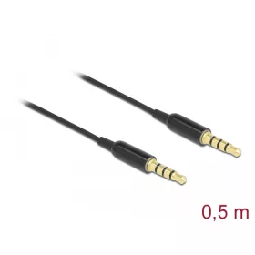   Delock Sztereo jack kábel 3,5 mm 4 tus apa- apa Ultra Slim, 0,5 m, fekete