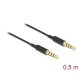 Delock Sztereo jack kábel 3,5 mm 4 tus apa- apa Ultra Slim, 0,5 m, fekete