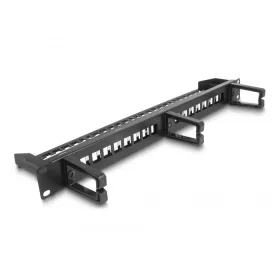   Delock 19  Keystone Patch Panel 16 port 3 kampóval és húzásmentesítő 1U fekete