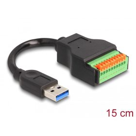   Delock A-típusú USB 3.2 Gen 1 kábel apa - terminal block adapter lenyomó gombbal 15 cm