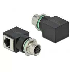   Delock Hálózati adapter M12 4 tűs D-kódolt anya - RJ45 anya (66312)