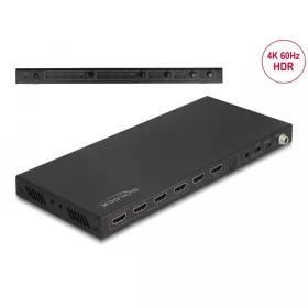   Delock HDMI mátrix kapcsoló 4 db HDMI bemenet - 2 db HDMI kimenet 4K 60 Hz hang operátorral