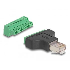   Delock Adapter RJ45 dugó > 8 tűs csatlakozóblokk, 2 rész 3,81 mm