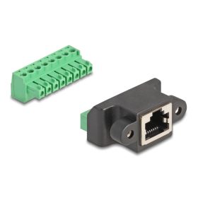   Delock RJ45 anya - Terminal Block Adapter beszereléshez 8 tűs 2-részes (66589)