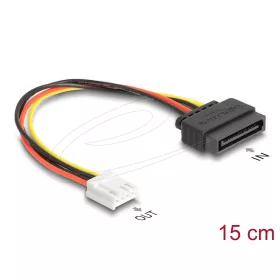   Delock SATA tápkábel 15 tűs apa - 1 db. Floppy 4 tűs anya 15 cm