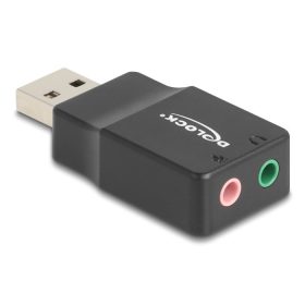   Delock Külső USB hangkártya 2 x 3,5 mm-es sztereo jack Plug & Play audio adapterrel személyi számítógépekhez, laptopokhoz és Mac ...