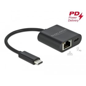   Delock USB Type-C adapter Power Delivery porttal Gigabit LAN 10/100/1000 Mbps fekete (66644)
