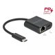 Delock USB Type-C adapter Power Delivery porttal Gigabit LAN 10/100/1000 Mbps fekete (66644)
