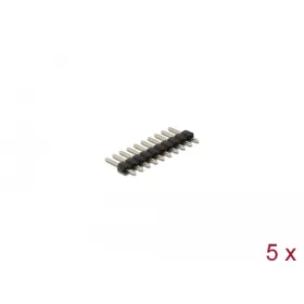   Delock Tűfejléc 10 tűs, 2,54 mm-es osztással, 1 soros, egyenes, 5 db. (66692)
