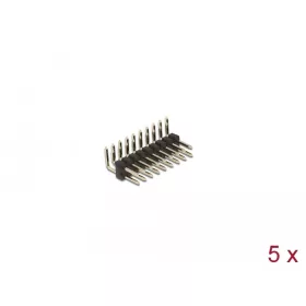   Delock Tűfejléc 10 tűs, 2,54 mm-es osztással, 2 soros, szögletes, 5 db. (66701)