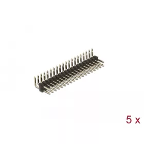   Delock Tűfejléc 20 tűs, 2,54 mm-es osztással, 2 soros, szögletes, 5 db. (66702)
