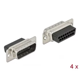 Delock D-Sub 15 tűs krimpelhető apa, fém 4 db.