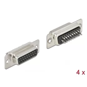   Delock D-Sub HD 26 tűs hüvely, forrasztható változat 4 db. (66717)
