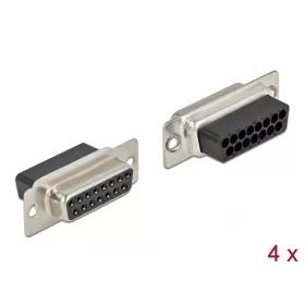 Delock D-Sub 15 tűs krimpelhető hüvely, fém 4 db.