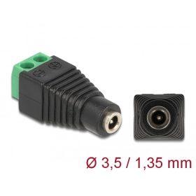   Delock Adapter, DC, 1,35 x 3,5 mm, csatlakozóhüvely > 2 tűs csatlakozóblokk (66730)