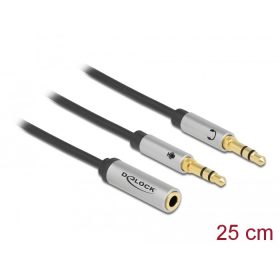   Delock 1 x 3,5 mm-es 4-tűs anya sztereo jack - 2 x 3,5 mm-es 3-tűs apa sztereo jack headset adapter (66740)