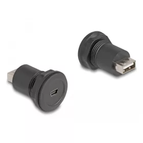   Delock USB 2.0 Mini-B-típusú   USB 2.0 A-típusú beépített csatlakozóval fekete (66742)