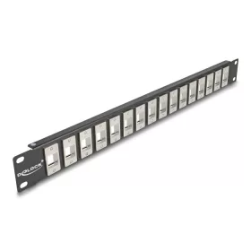 Delock 19  16 portos fekete Keystone Patch Panel 1U (66758)