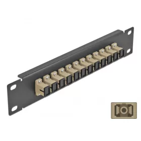   Delock 10  üvegszálas patch panel 12 portos SC Simplex bézs 1U fekete