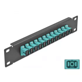   Delock 10  üvegszálas patch panel 12 portos SC Simplex vízkék 1U fekete