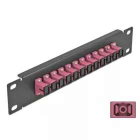   Delock 10  üvegszálas patch panel 12 portos SC Simplex ibolya 1U fekete