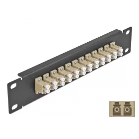   Delock 10  üvegszálas patch panel 12 portos LC Duplex bézs 1U fekete