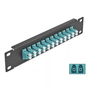  Delock 10  üvegszálas patch panel 12 portos LC Duplex vízkék 1U fekete