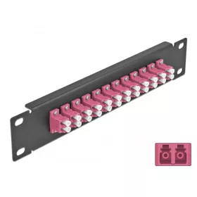   Delock 10  üvegszálas patch panel 12 portos LC Duplex ibolya 1U fekete