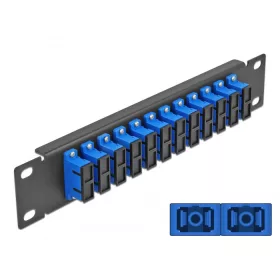   Delock 10  üvegszálas patch panel 12 portos SC Duplex kék 1U fekete