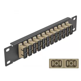   Delock 10  üvegszálas patch panel 12 portos SC Duplex bézs 1U fekete
