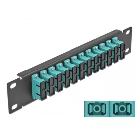   Delock 10  üvegszálas patch panel 12 portos SC Duplex vízkék 1U fekete