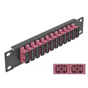   Delock 10  üvegszálas patch panel 12 portos SC Duplex ibolya 1U fekete