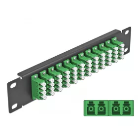   Delock 10  üvegszálas patch panel 12 portos LC Quad zöld 1U fekete