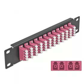  Delock 10  üvegszálas patch panel 12 portos LC Quad ibolya 1U fekete