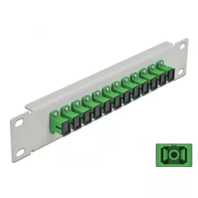   Delock 10  üvegszálas patch panel 12 portos SC Simplex zöld 1U szürke (66782)