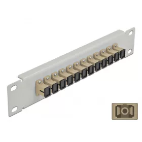   Delock 10  üvegszálas patch panel 12 portos SC Simplex bézs 1U szürke