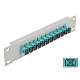   Delock 10  üvegszálas patch panel 12 portos SC Simplex vízkék 1U szürke