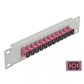   Delock 10  üvegszálas patch panel 12 portos SC Simplex ibolya 1U szürke