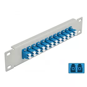   Delock 10  üvegszálas patch panel 12 portos LC Duplex kék 1U szürke