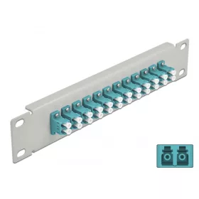   Delock 10  üvegszálas patch panel 12 portos LC Duplex vízkék 1U szürke