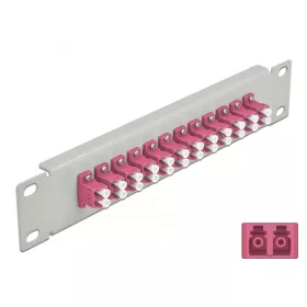   Delock 10  üvegszálas patch panel 12 portos LC Duplex ibolya 1U szürke