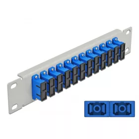   Delock 10  üvegszálas patch panel 12 portos SC Duplex kék 1U szürke