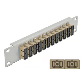   Delock 10  üvegszálas patch panel 12 portos SC Duplex bézs 1U szürke