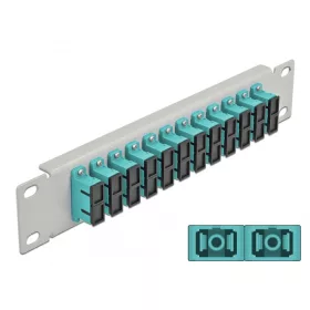   Delock 10  üvegszálas patch panel 12 portos SC Duplex vízkék 1U szürke