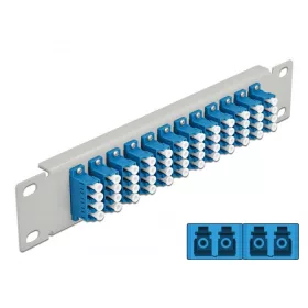   Delock 10  üvegszálas patch panel 12 portos LC Quad kék 1U szürke