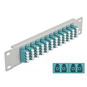   Delock 10  üvegszálas patch panel 12 portos LC Quad vízkék 1U szürke