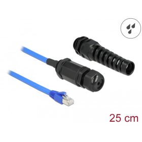   Delock Cat.6 vízhatlan RJ45 apa - RJ45 anya kábel tömszelencével és elhajlás védelemmel (66809)