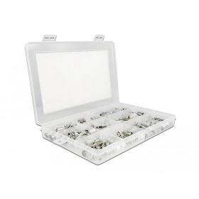   Delock 70 darabos krimp doboz 75 Ohm BNC, TNC és F csatlakozókkal