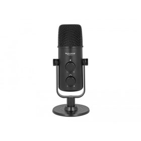   Delock Többfunkciós dupla kondenzor USB mikrofon 3,5 mm-es sztereo jack fejhallgatóval és hangbeállí (66822)